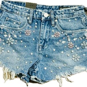 Size 24 BLANKNYC the barrow studded jean shorts NWT VINTAGE HIGH RISE